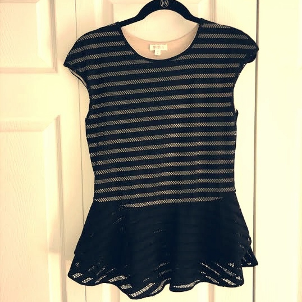 Weston Black and Nude Pleplum Top